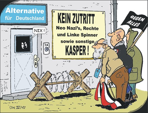 Cartoon: Kasperletheater (medium) by JotKa tagged wählerstimmen,wählerzulauf,wählerschwund,parteikampf,antieuro,euro,rechte,neonazi,npd,deutschland,für,alternative