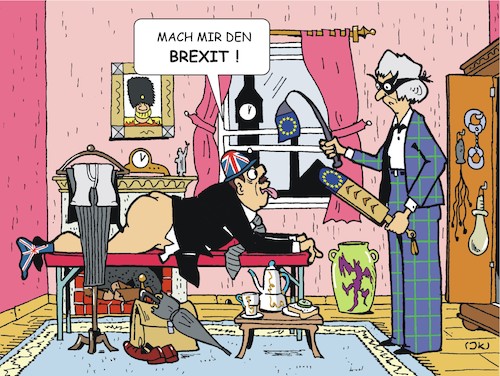 Cartoon: Mach mir den Brexit (medium) by JotKa tagged brexit,uk,großbritainnien,england,erotic,sadomaso,eu,brüssel,brexit,uk,großbritainnien,england,eu,brüssel