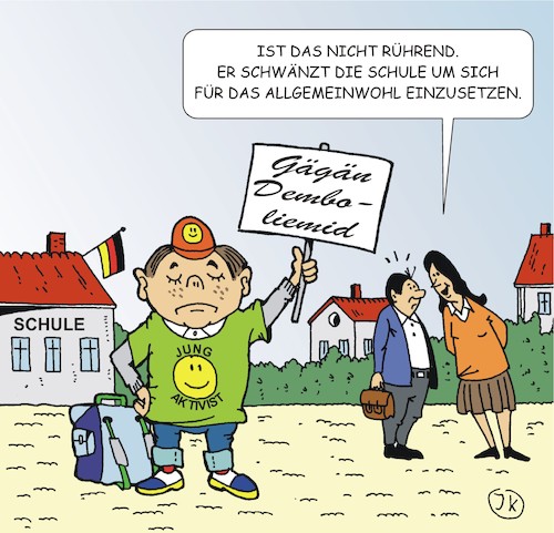 Cartoon: Schulschwänzer (medium) by JotKa tagged schule,bildung,jugend,schwänzen,demos,demonstrationen,aktivisten,bildungsauftrag,lehrer,politik,eltern,schule,bildung,jugend,schwänzen,demos,demonstrationen,aktivisten,bildungsauftrag,lehrer,politik,eltern