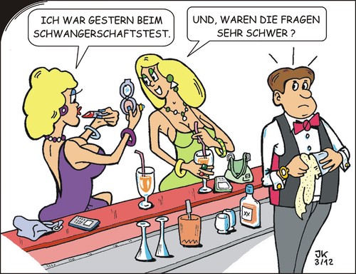 Cartoon: Schwangerschaftstest (medium) by JotKa tagged frau,mann,beziehung,schwangerschaft,schwangerschaftstest,bar,kellner