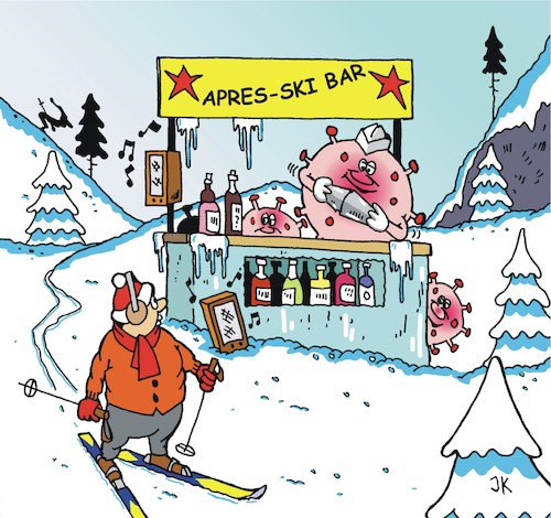 Cartoon: Skisaison 2020-21 (medium) by JotKa tagged wintersport,ski,skifahren,party,feiern,apres,corona,gesellschaft,freizeit,sport,krankheiten,wintersport,ski,skifahren,party,feiern,apres,corona,gesellschaft,freizeit,sport,krankheiten