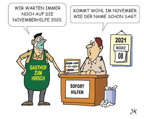 Cartoon: Soforthilfen (medium) by JotKa tagged corona,pandemie,lockdown,wirtschaft,soforthilfen,novemberhilfe,insolvenzen,pleiten,finanzen,arbeitsplatz,behörden,ämter,geld,krankheiten,corona,pandemie,lockdown,wirtschaft,soforthilfen,novemberhilfe,insolvenzen,pleiten,finanzen,arbeitsplatz,behörden,ämter,geld,krankheiten