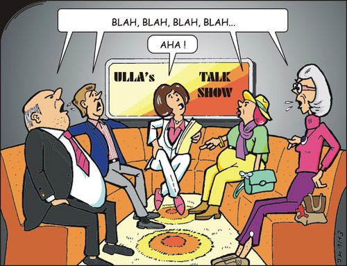 Cartoon: Talk Show (medium) by JotKa tagged expertenrunden,prominente,politiker,moderatoren,ard,zdf,gebührenzahler,fernsehgebüren,programm,late,night