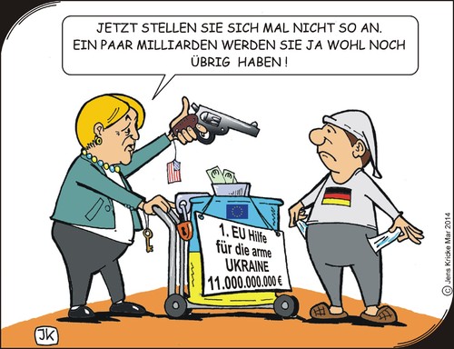 Cartoon: Ukrainehilfe (medium) by JotKa tagged krim,kiew,merkel,obama,putin,usa,brd,eu,russland,ukraine