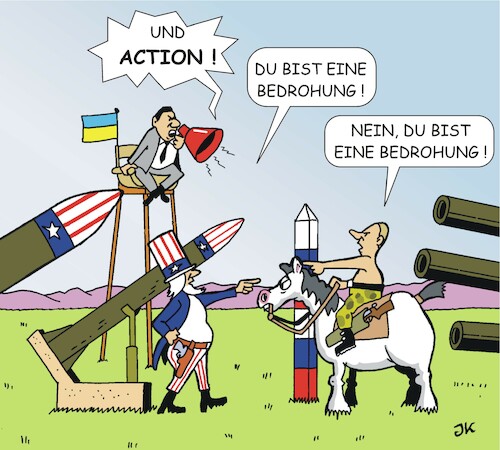 Cartoon: Und Action (medium) by JotKa tagged ukraine,russland,usa,europa,putin,krisen,ukrainekrise,nato,ukraine,russland,usa,europa,putin,krisen,ukrainekrise,nato