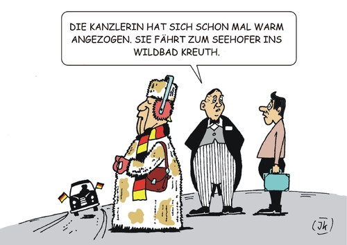 Cartoon: Wildbad Kreuth (medium) by JotKa tagged kreuth,wildbad,klausur,klausurtagung,csu,merkel,seehofer,obergrenze,reduzierung,flüchtlingskrise,kreuth,wildbad,klausur,klausurtagung,csu,merkel,seehofer,obergrenze,reduzierung,flüchtlingskrise