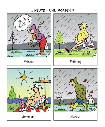 Cartoon: Klimawandel (medium) by JotKa tagged natur,umwelt,klima,erderwärmung,klimawandel,jahreszeiten,frühling,sommer,herbst,winter,erde,meere,ozeane,sonne