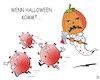 Cartoon: Corona vs Halloween (small) by JotKa tagged halloween kürbis kürbiskopf geister spuk party corona covid19 axt beil feiern angst