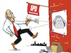 Cartoon: Schuss ins Knie (small) by JotKa tagged bundestagswahl,wahlkampf,parteien,parteiprogramme,cdu,csu,die,spd,merkel,schulz,parteitag