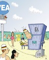 Cartoon: Überraschung (small) by JotKa tagged urlaub,strand,ferien,sonne,meer,erhohlung,strandkorb,uboot,gesellschaft,freizeit
