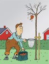 Cartoon: Wenn das Herbstlaub fällt (small) by JotKa tagged jahreszeiten herbst bäume laub blätter gartenarbeit gartenfreunde natur