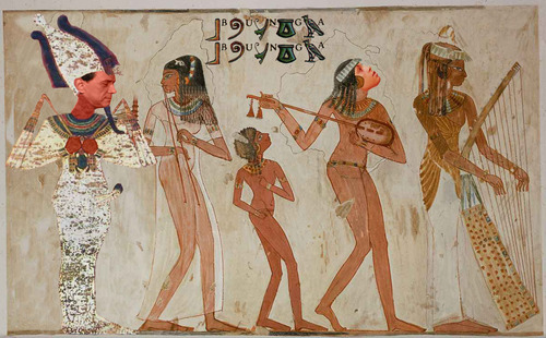 Cartoon: Women making music at a banquet (medium) by azamponi tagged berlusconi,ruby,egypt,arcore
