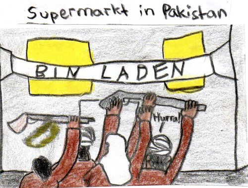 Cartoon: Supermarkt in Pakistan (medium) by Salatdressing tagged böse,macht,wtc,world,trade,center,al,qaida,terrorismus,terroristen,bin,laden,osama,supermarkt,pakistan,tot