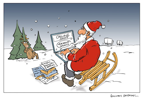 Cartoon: santa claus online (medium) by Micha Strahl tagged micha,strahl,weihnachtsmann,online,santa,claus,micha,strahl,weihnachtsmann,online,santa,claus