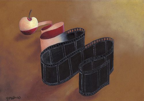 Cartoon: Who wants to peel the apple? (medium) by CIGDEM DEMIR tagged apple,cigdem,demir,film,filmstrip,movie,kino,cinema,sinema,red,kirmizi,siyah,black,people,to,peel