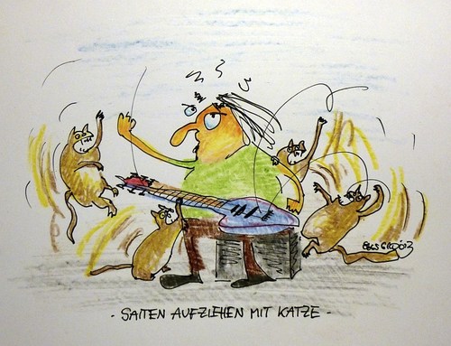Cartoon: Saiten aufziehen mit Katze (medium) by Eggs Gildo tagged saiten,gitarre,katze