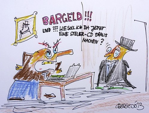 Cartoon: Steuer CD (medium) by Eggs Gildo tagged steuerhinterziehung,steuer,cd,lobbyist