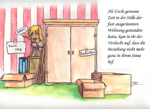 Cartoon: Schatz? (medium) by bertgronewold tagged frau,verlassen,schatz,trennung