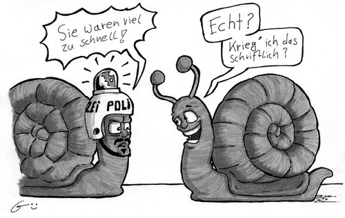 Cartoon: Was Schriftliches....Bitte (medium) by bertgronewold tagged schnecke,rasen,polizei