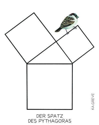 Cartoon: Der Spatz des Pythagoras (medium) by Katharina Greve tagged math2022,pythagoras,mathematik,spatz,vogel,wortspiel,math2022,pythagoras,mathematik,spatz,vogel,wortspiel