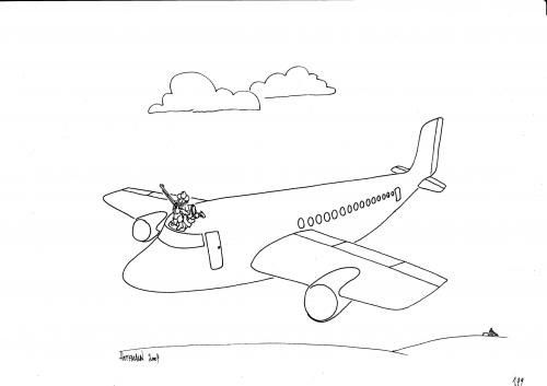 Cartoon: Bewaffneter Flugbegleiter (medium) by Frank Hoffmann tagged no,tag,