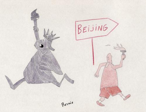 Cartoon: Olympic Games Beijing (medium) by bernie tagged tibet,china,humanrights,olympic,games,