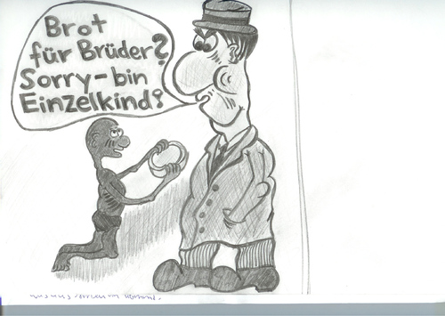 Cartoon: Brot für Brüder (medium) by Marcello tagged brot,für,brüder,einzelkind