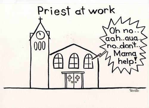 Cartoon: Priest at work (medium) by Marcello tagged priest,church