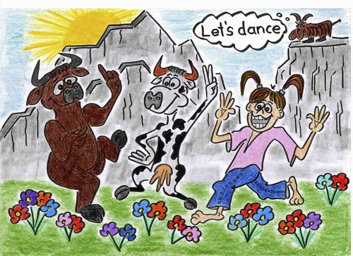 Cartoon: Swiss dance (medium) by Marcello tagged swiss,cow,dancing