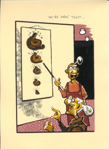 Cartoon: Toalett madame  test (medium) by Dluho tagged education