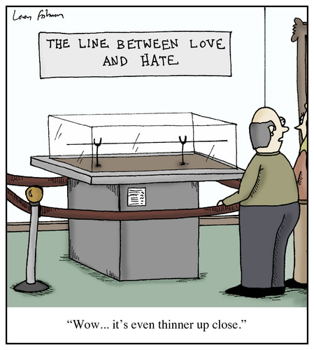 Cartoon: The Line Between Love and Hate (medium) by Humoresque tagged hate,loving,lovers,lover,loves,love,lines,line,hatred,museum,sayings,saying,exhibition,art,thin,exhibits,exhibit,museums,couples,couple,displays,display,exhibitions,marriage,relationships,relationship,idiom,closeness,marital,marriages