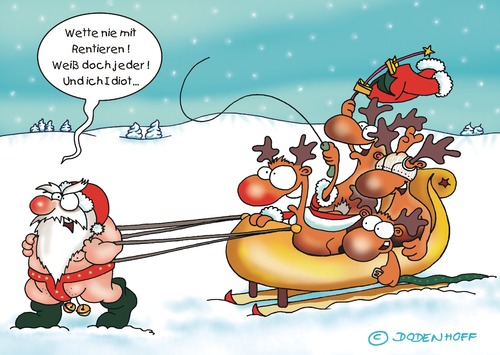 Cartoon: Süßer die Glocken nie klingen (medium) by Dodenhoff Cartoons tagged winter,schnee,schlitten,rudolph,rentiere,weihnachten,claus,santa