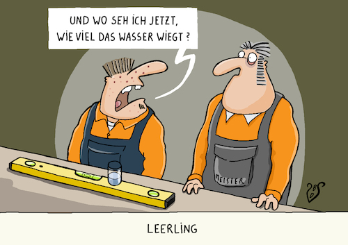 Cartoon: Handwerkslehrling (medium) by Dodenhoff Cartoons tagged lehrjahre,lehrling,meister,handwerk,wasserwaage,ausbildung,beruf,berufsweg,anforderung,fachbereich,fachkenntnis,jugend,jugendlicher,teenager,wasser,maße,anfängerfehler,birgit,dodenhoff,cartoons,lehrjahre,lehrling,meister,handwerk,wasserwaage,ausbildung,beruf,berufsweg,anforderung,fachbereich,fachkenntnis,jugend,jugendlicher,teenager,wasser,maße,anfängerfehler,birgit,dodenhoff,cartoons