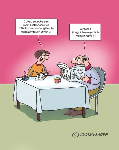 Cartoon: Heiße Dinge (medium) by Dodenhoff Cartoons tagged ehe,zeitung,kaffee,beziehung,mann,frau