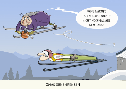 Cartoon: Warmes Essen (medium) by Dodenhoff Cartoons tagged oma,großmutter,ernährung,erziehung,familie,enkel,leistungssport,skispringen,untergewicht,fürsorge,überfürsorge,alpenpanorama,vierschanzentournee,kochen,gebirge,bergwelt,alpinsport,neujahresspringen,eintopf,hausmannskost,generationen,generationenkonflikt,oma,großmutter,ernährung,erziehung,familie,enkel,leistungssport,skispringen,untergewicht,fürsorge,überfürsorge,alpenpanorama,vierschanzentournee,kochen,gebirge,bergwelt,alpinsport,neujahresspringen,eintopf,hausmannskost,generationen,generationenkonflikt