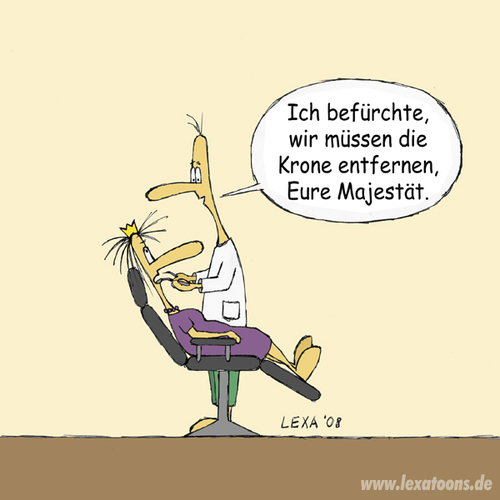 Cartoon: Krone entfernen (medium) by lexatoons tagged elisabeth,queen,zahnarzt