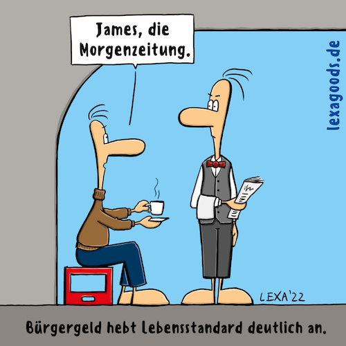 Cartoon: lexatoon Bürgergeld (medium) by lexatoons tagged lexatoon,bürgergeld,armut,obdachlos,hartz4,morgenzeitung,butler,lexatoon,bürgergeld,armut,obdachlos,hartz4,morgenzeitung,butler