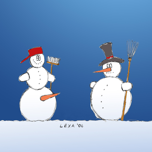 Cartoon: lexatoon Schneemänner unter sich (medium) by lexatoons tagged lexatoon,schneemans,möhre,penisneid,schwanzvergleich,winter,männer,rivalen,konkurenz