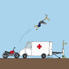Cartoon: Überflieger (small) by lexatoons tagged motorrad,bike,unfall,krankenwagen,arzt,ambulance