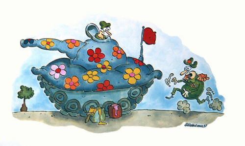 Cartoon: boyali tank (medium) by Gölebatmaz tagged savas,baris,boya,tank,silah