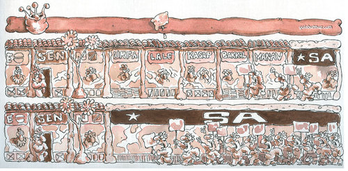 Cartoon: gosteri (medium) by Gölebatmaz tagged kapitalizm,miting,gosteri,sermaye