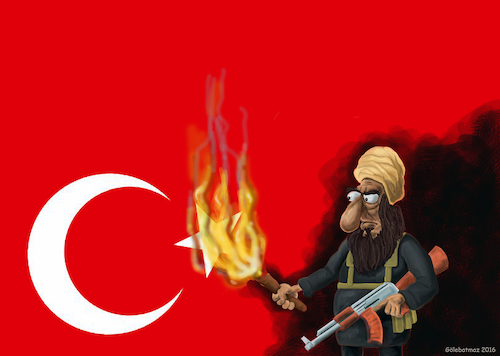 Cartoon: terror (medium) by Gölebatmaz tagged radical,turkey,terror,ankara,istanbul