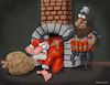 Cartoon: Santa and suicide bomber (small) by Gölebatmaz tagged santa,claus,terror,bomb,gun,death,militant,radical