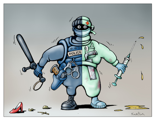 Cartoon: virusdiktatura (medium) by kurtu tagged virusdiktatura,virusdiktatura