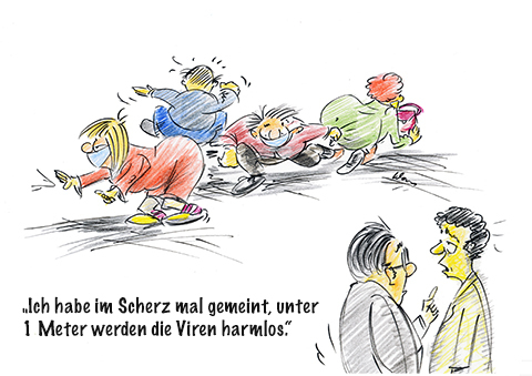 Cartoon: Virologen - war nur Spass (medium) by kugel2020 tagged virologe,corona,coronavirus,virus,deutsche