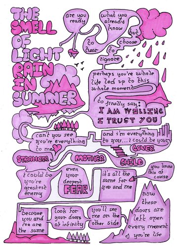 Cartoon: Smell Of Light Rain In Summer (medium) by chrisbeckett tagged comic,poem,pink,hand,drawn