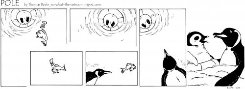 Cartoon: POLE Strip No.14 (medium) by Penguin_guy tagged penguins,pinguine,pets,tiere,animals,dad,vater,son,sohn,jaws,pinguin,südpol,nordpol,tier,polar,winter,schnee,anarktis,arktis,einsamkeit,langeweile,ödnis,menschenleer,vater,sohn,hai,rettungsring,fisch,futter,jagd,meer,ozean,trist,weiß