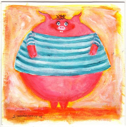 Cartoon: stripey pig (medium) by siobhan gately tagged pig,animal,funny,illustration,tier,tiere,schwein,natur,sau,dick,fett,übergewicht,ernährung,nahrung,lebensmittel
