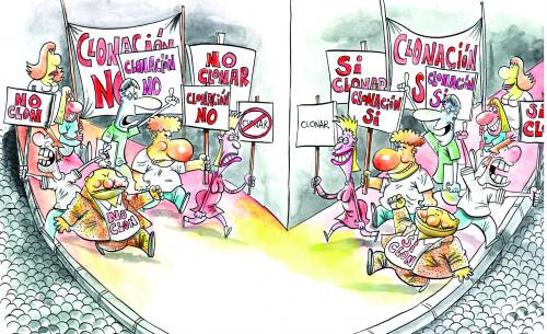 Cartoon: CLONACION (medium) by Mario Almaraz tagged manifestar,