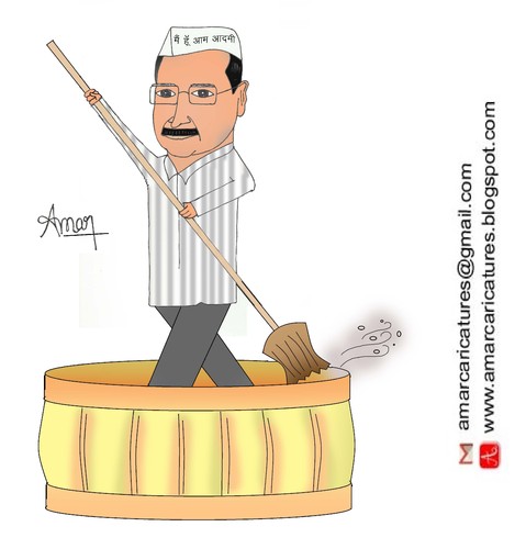 Cartoon: Arvind Kejriwal Caricature (medium) by Amar cartoonist tagged arvind,kejriwal,caricature